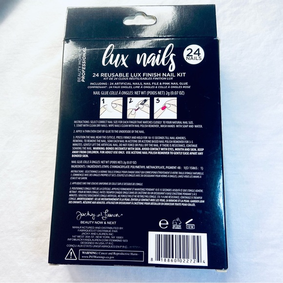 Beautiful Lux Nails Kit 24 clous reusable / pink color/ New withBox - Picture 3 of 4